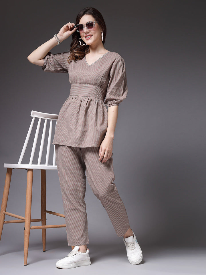 Self Woven Kantha Cotton Co-Ord Set