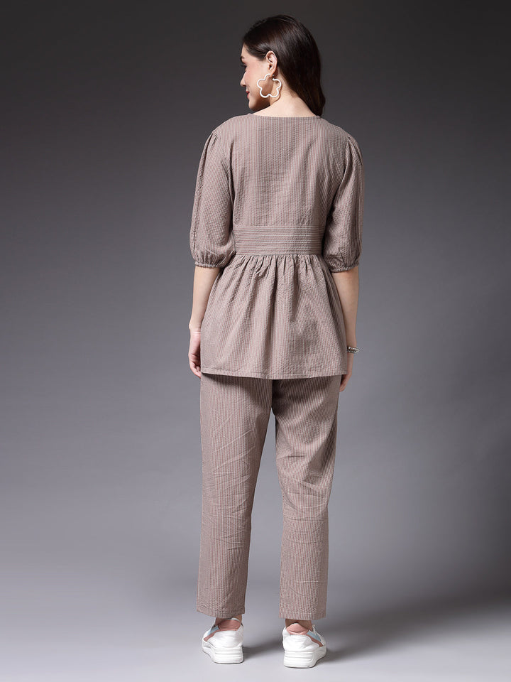 Self Woven Kantha Cotton Co-Ord Set
