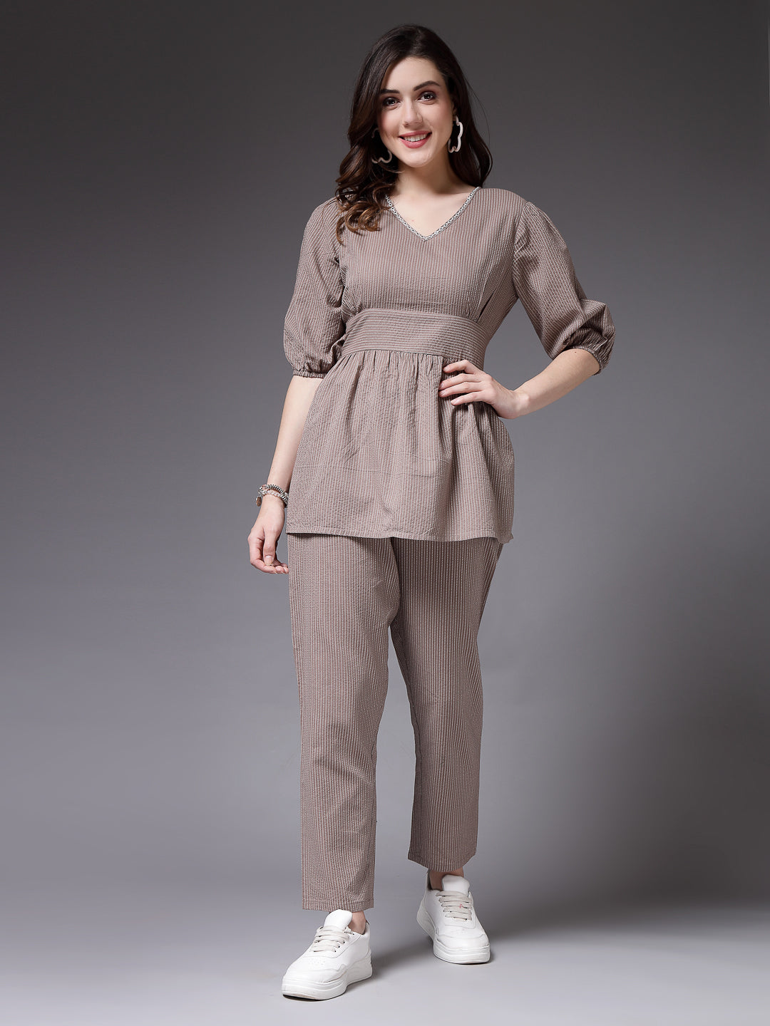 Self Woven Kantha Cotton Co-Ord Set