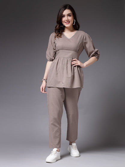Self Woven Kantha Cotton Co-Ord Set
