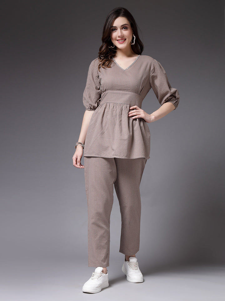 Self Woven Kantha Cotton Co-Ord Set