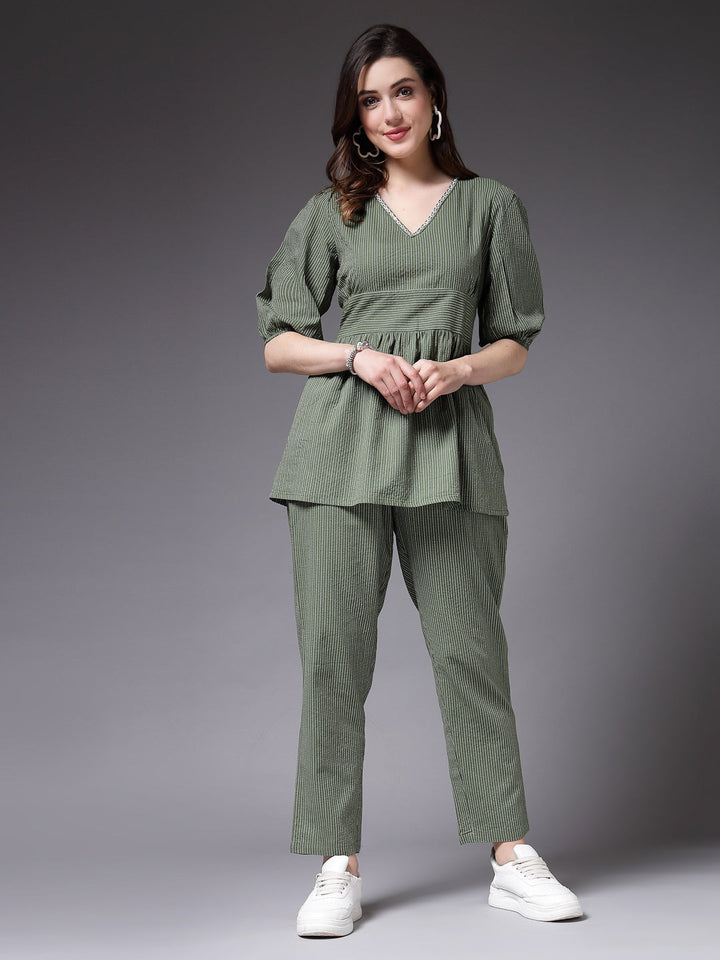 Self Woven Kantha Cotton Co-Ord Set