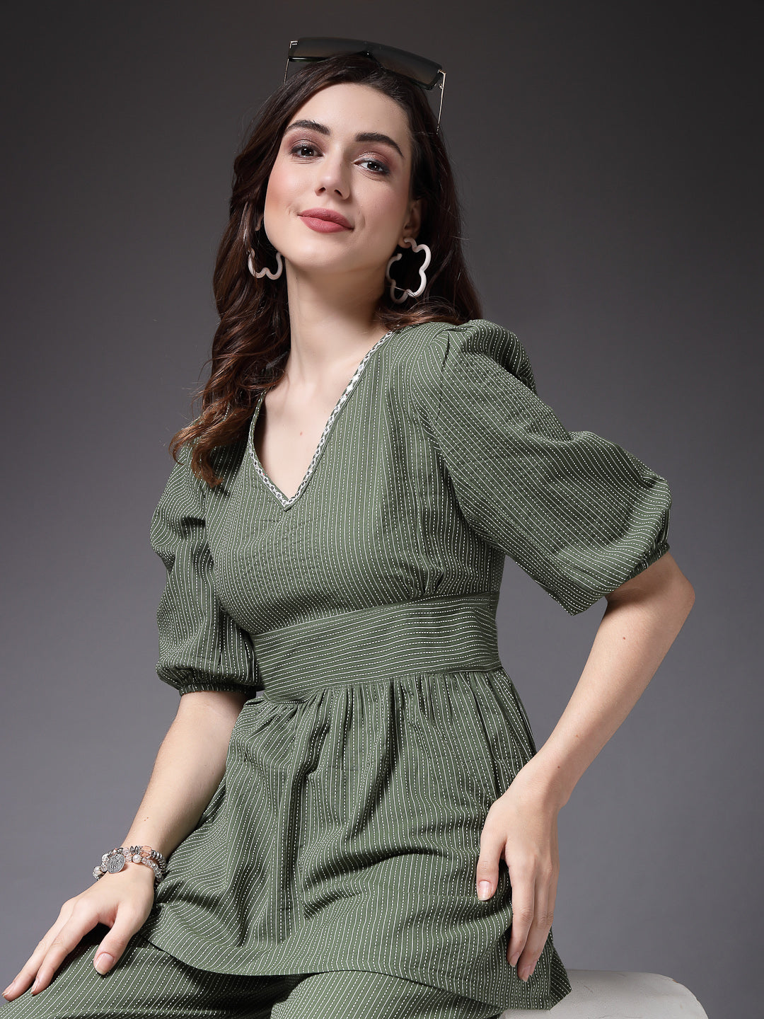 Self Woven Kantha Cotton Co-Ord Set