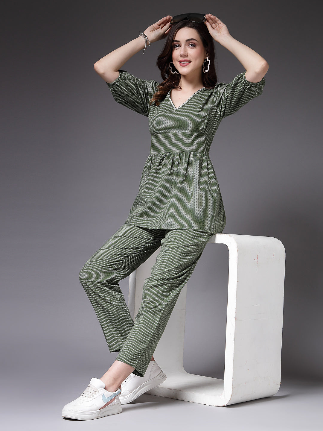 Self Woven Kantha Cotton Co-Ord Set