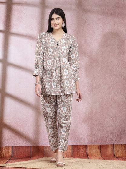 Floral Printed Cotton Co-Ord Set