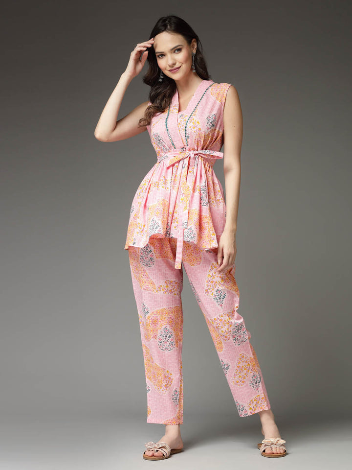 Stylum pink cotton printed ethnic wear wholesale manufacturer &amp; exporter from India