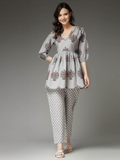 Floral Printed Cotton Co-Ord Set