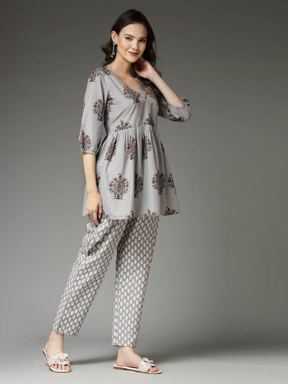 Floral Printed Cotton Co-Ord Set