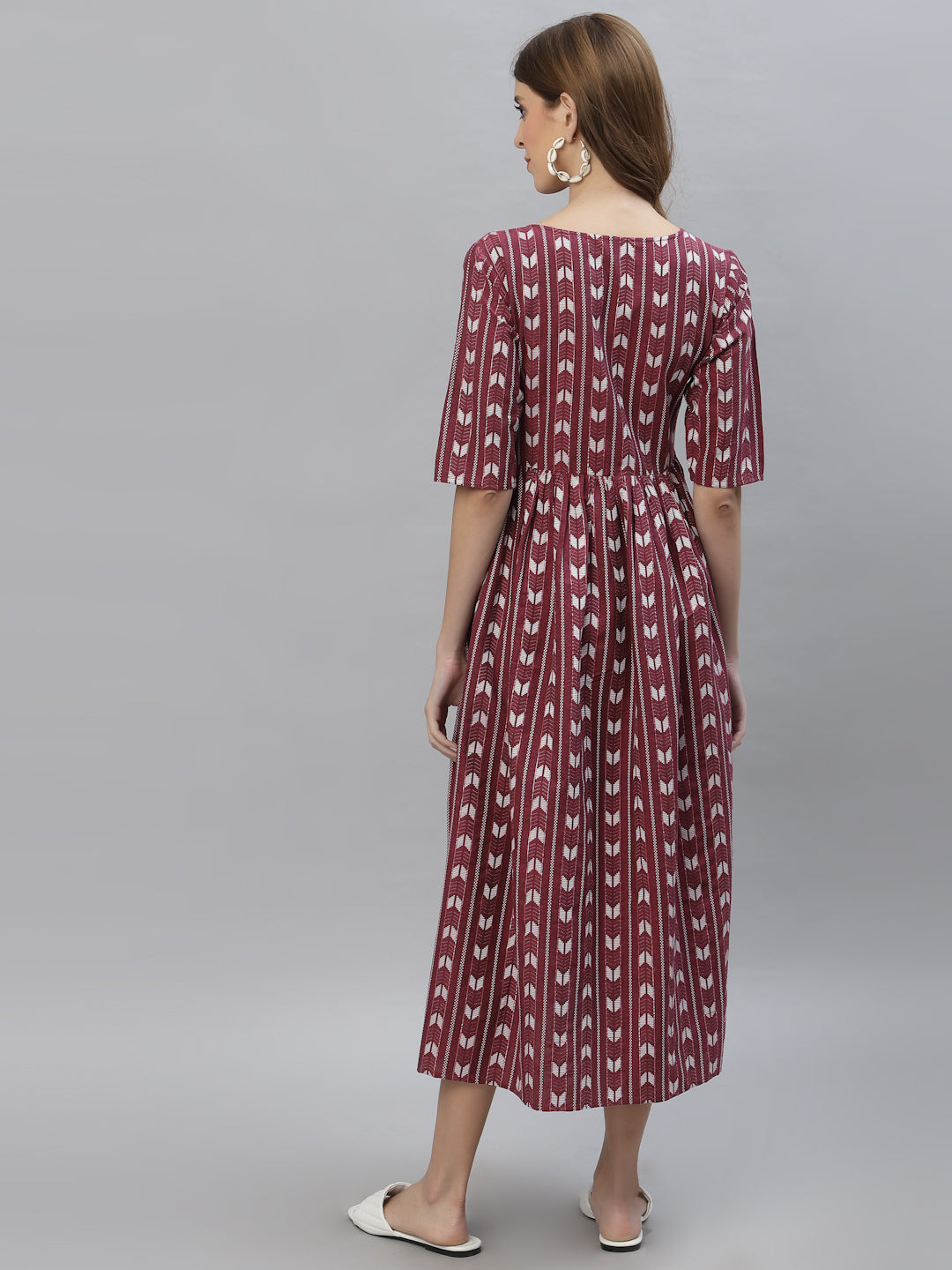Self Design Cotton Blend Maxi Dress