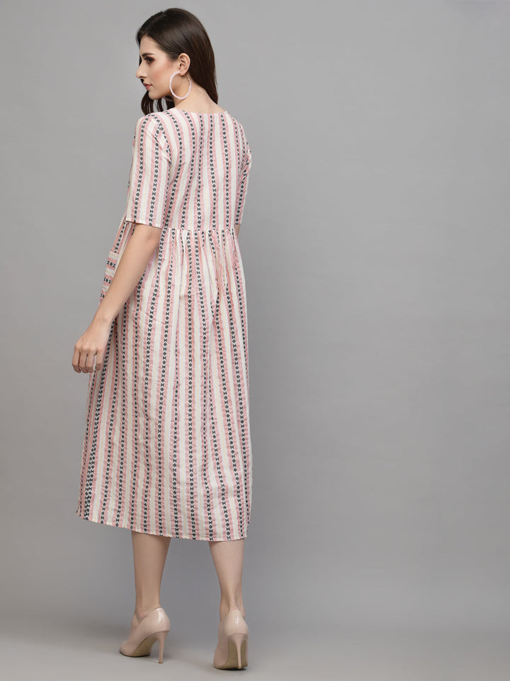 Woven Designed Cotton Blend Ethnic Dress