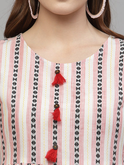 Woven Designed Cotton Blend Ethnic Dress