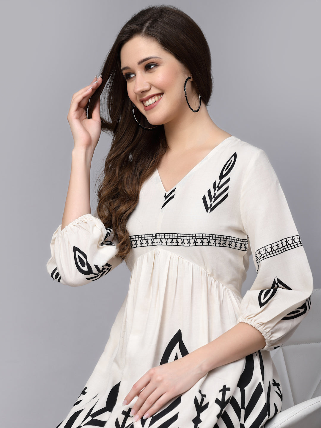 Printed Rayon Flared Dress