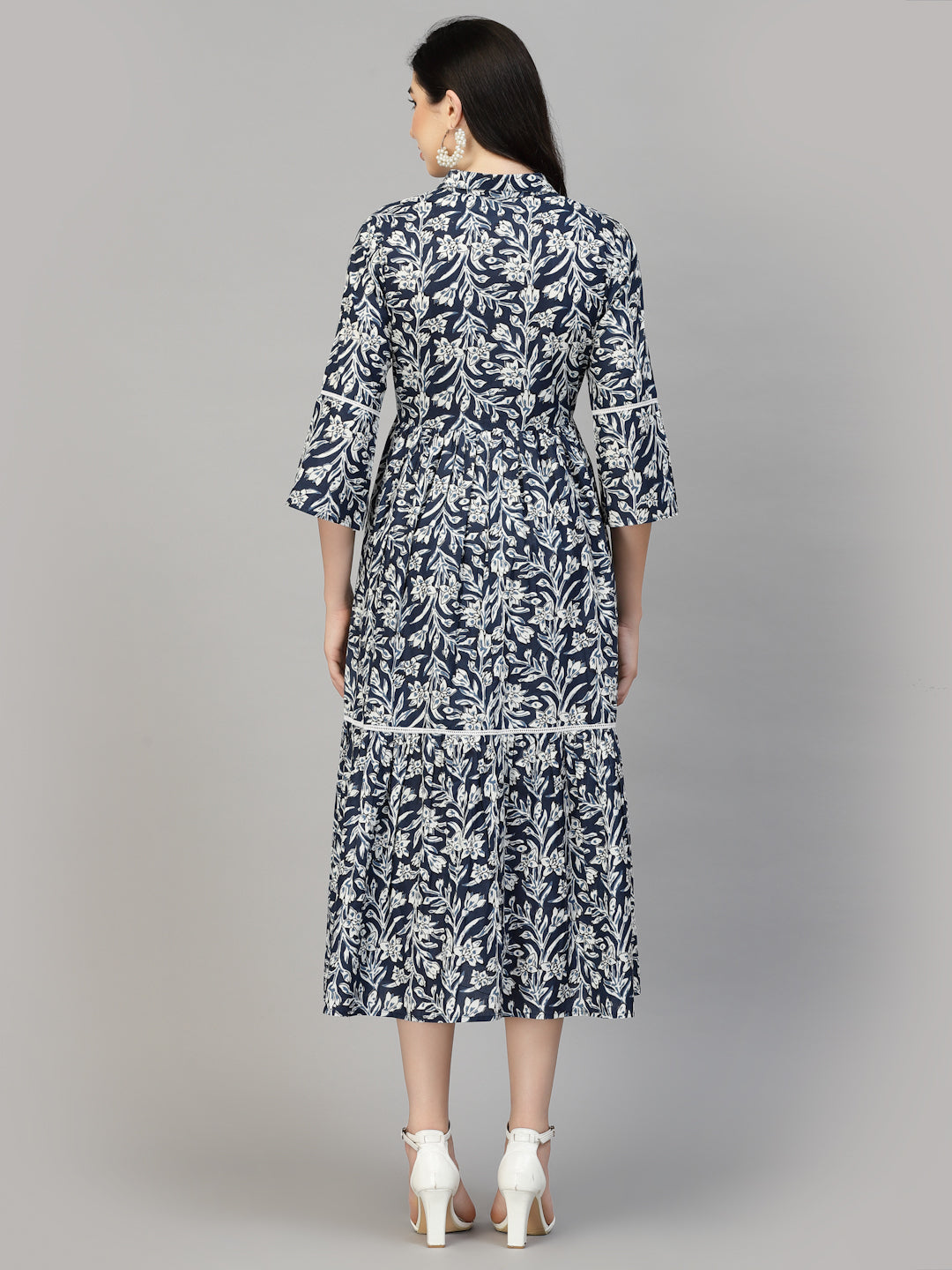 Floral Printed Cotton Midi Dress
