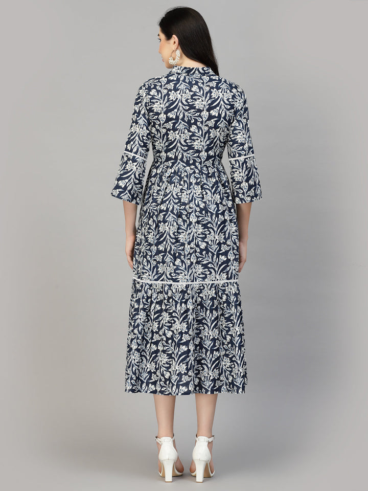 Floral Printed Cotton Midi Dress