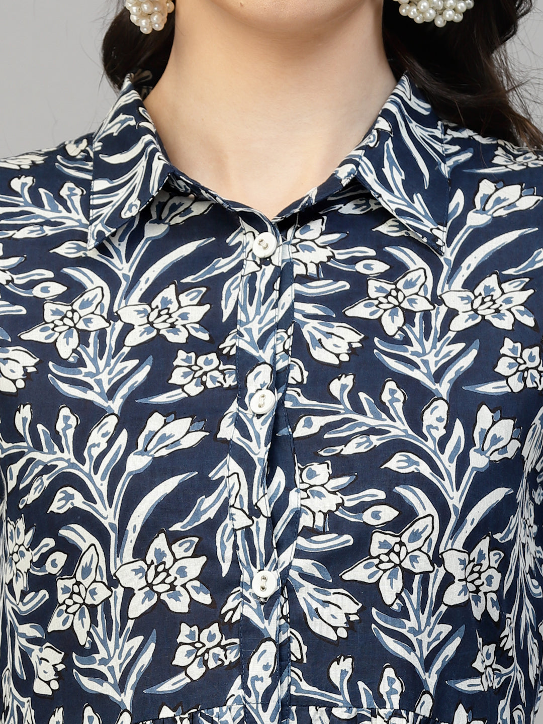 Floral Printed Cotton Midi Dress