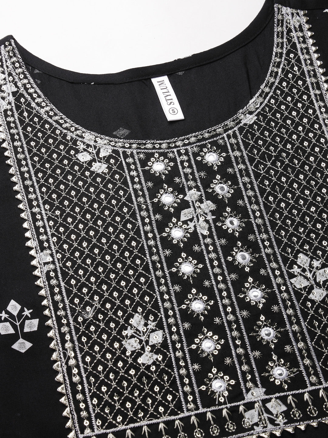Printed &amp; Embroiderd Rayon Anarkali Kurta