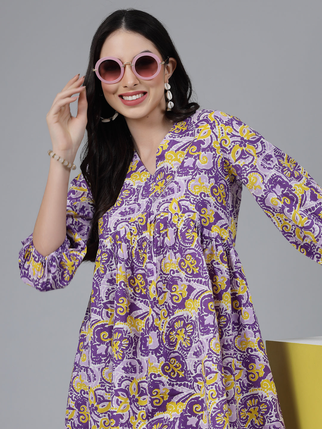 Floral printed Cotton Flared dress