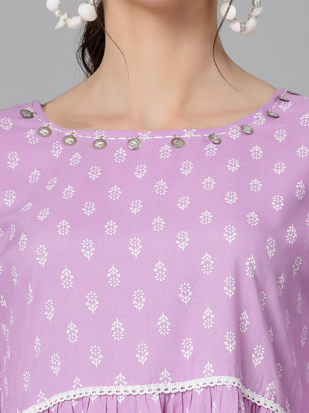 Floral Printed Rayon Tiered Dress