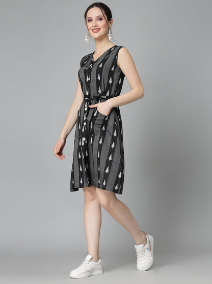 Woven Design Cotton Blend Sheath Dress