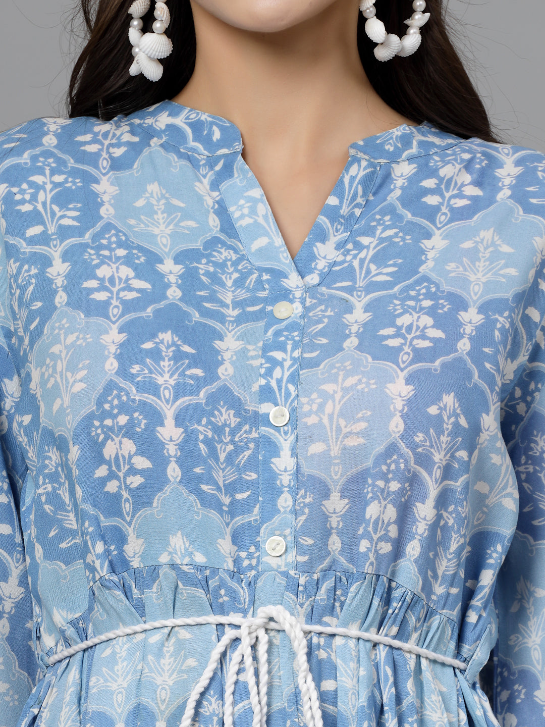 Floral Printed Rayon Tiered Dress