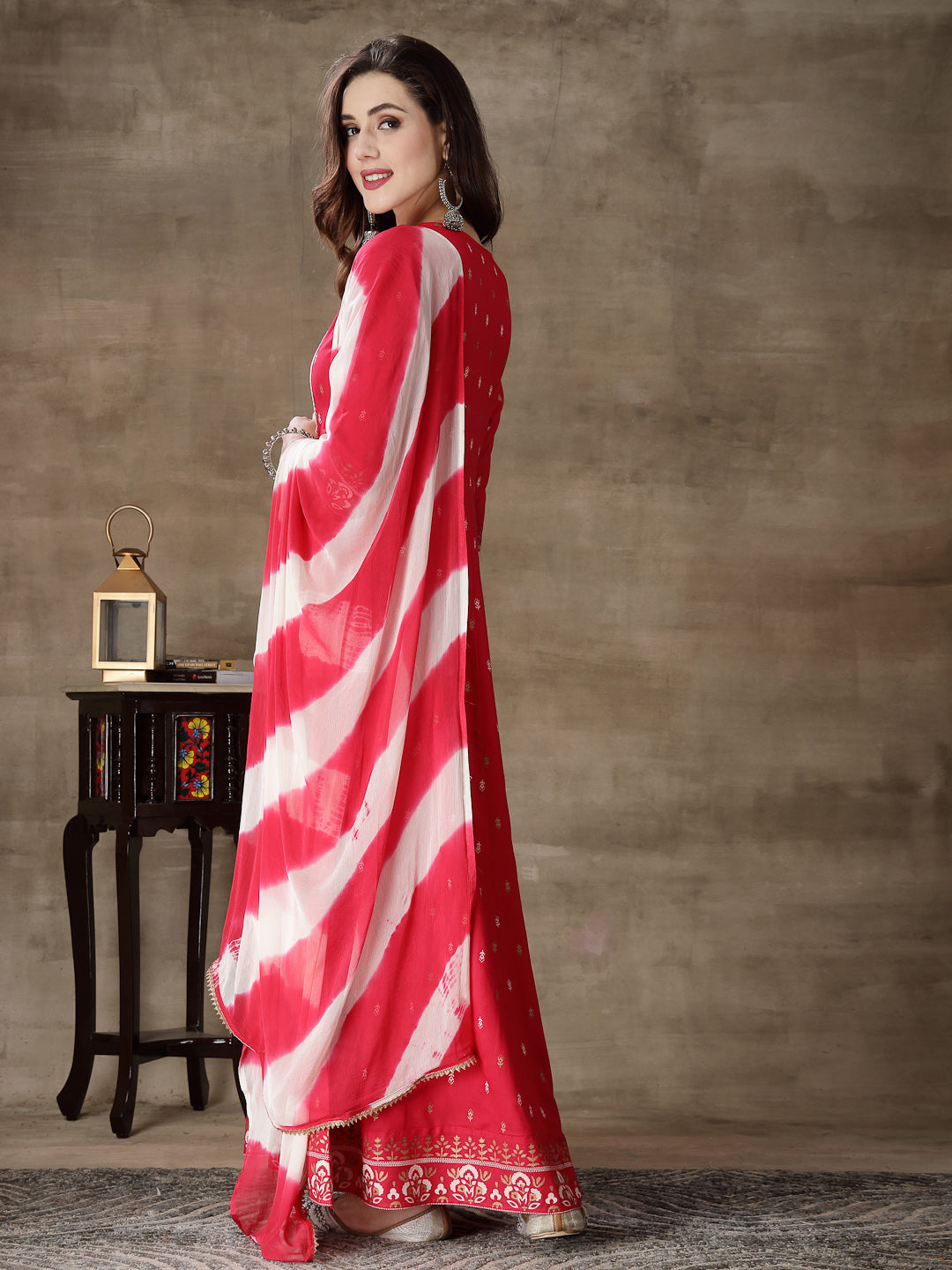Printed Rayon Anarkali Kurta With Dupatta