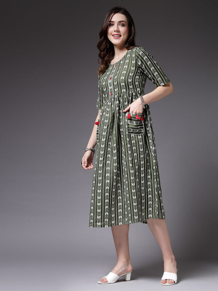 Self Design Cotton Blend Maxi Dress