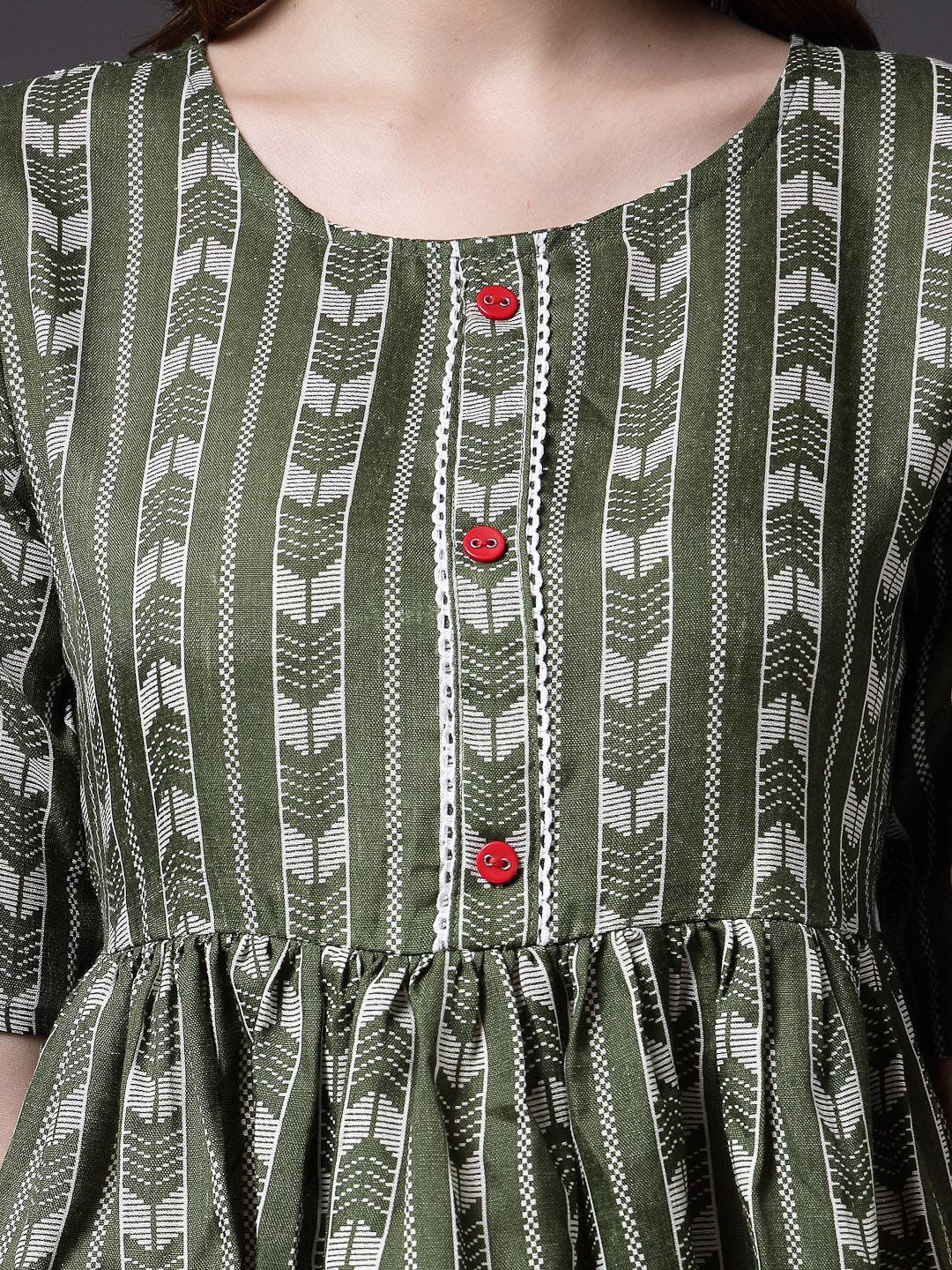 Self Design Cotton Blend Maxi Dress