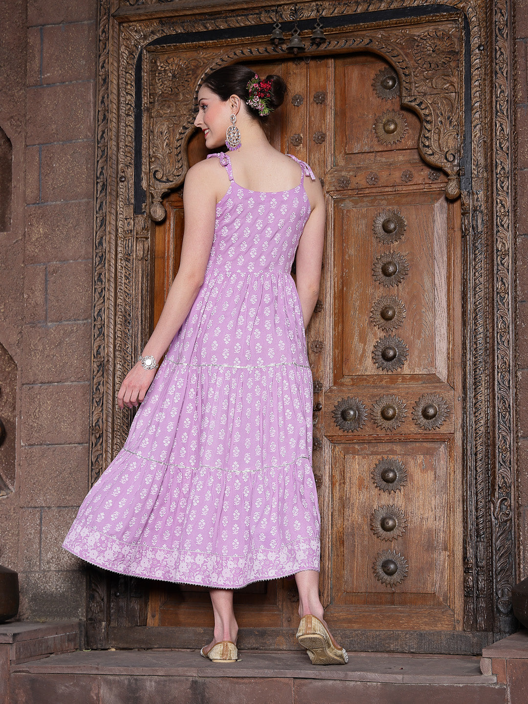 Floral Printed Rayon Tiered Maxi Dress
