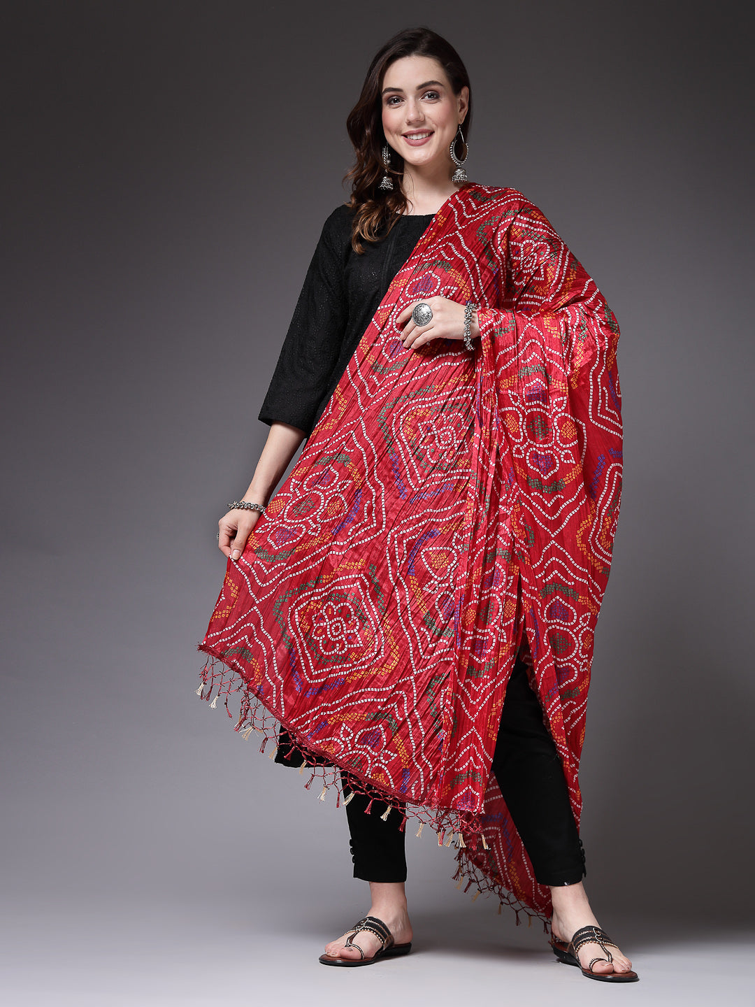 Bandhani Print Silk Blend Dupatta