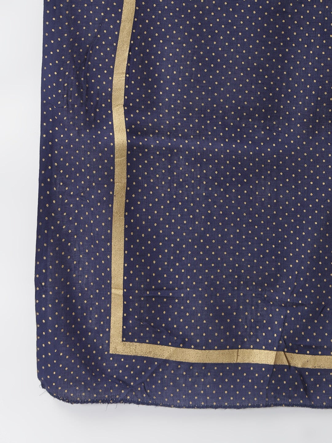 Gold Print Rayon Flared Kurta Dupatta Set (Navy Blue)