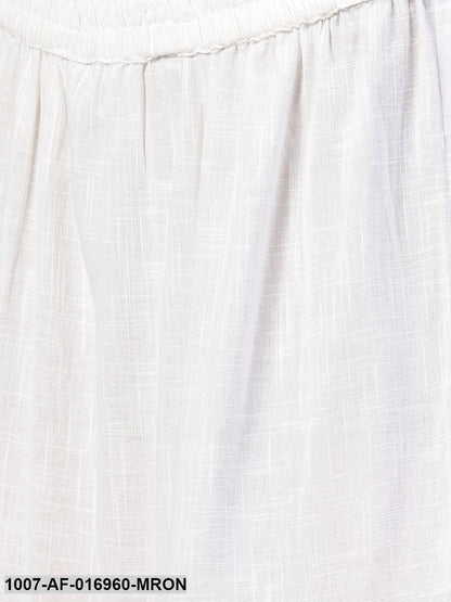 Printed Rayon Straight Kurta Skirt Set (Maroon)