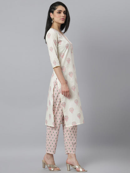 Printed Cotton Straight Kurta Pant Set
