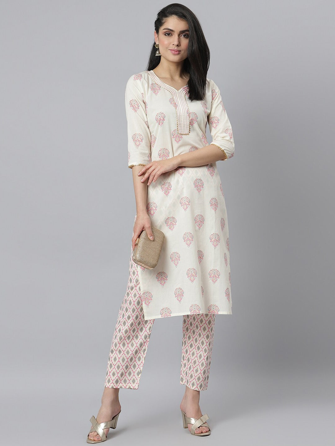 Printed Cotton Straight Kurta Pant Set
