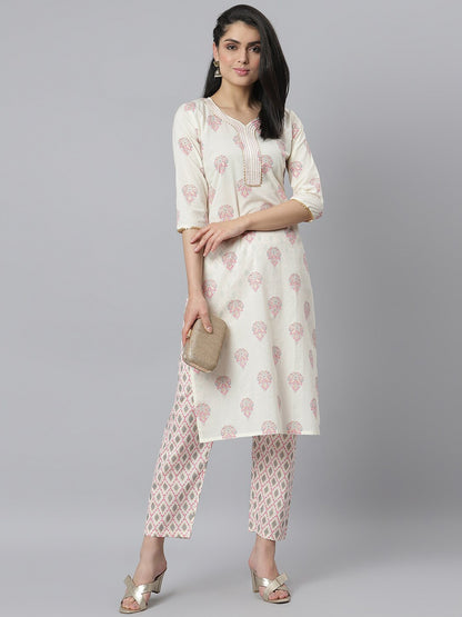 Printed Cotton Straight Kurta Pant Set
