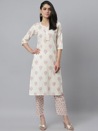 Printed Cotton Straight Kurta Pant Set