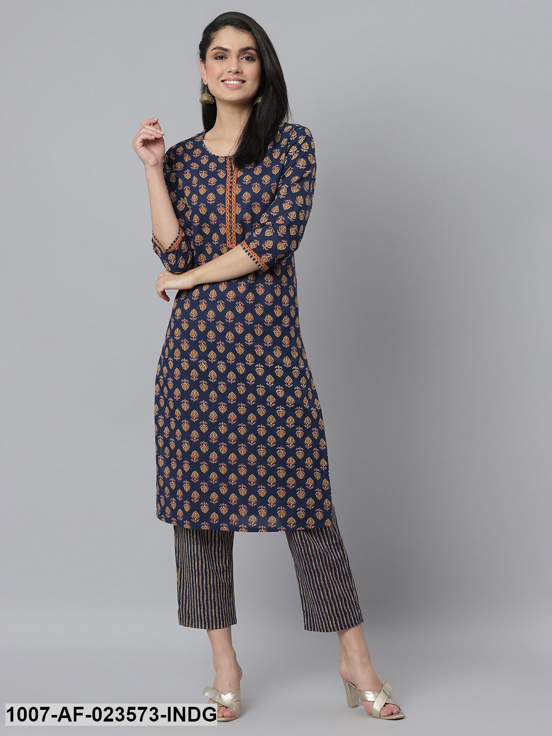 Printed Cotton Straight Kurta Pant Set