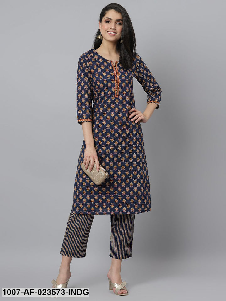 Printed Cotton Straight Kurta Pant Set