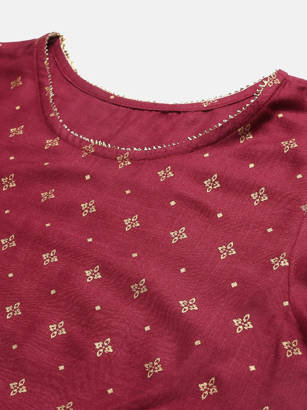 Gold Printed Rayon Straight Kurta Pant Set