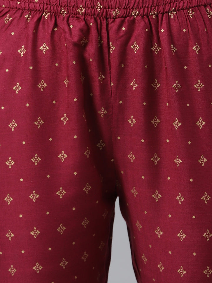 Gold Printed Rayon Straight Kurta Pant Set