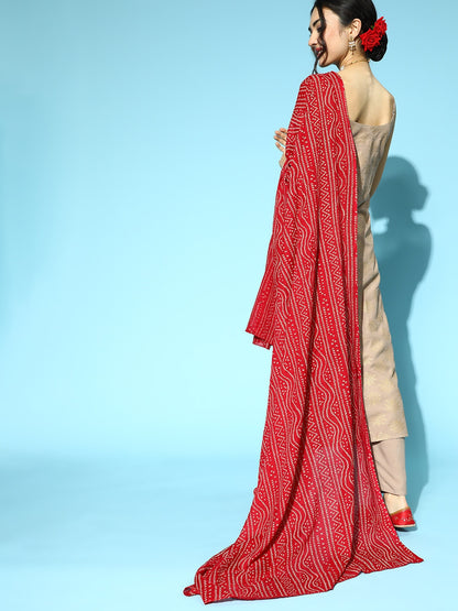 Women Gold Print Rayon Straight Kurta Pant Dupatta Set
