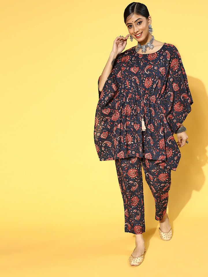 Floral Print Cotton kaftan Kurta Set