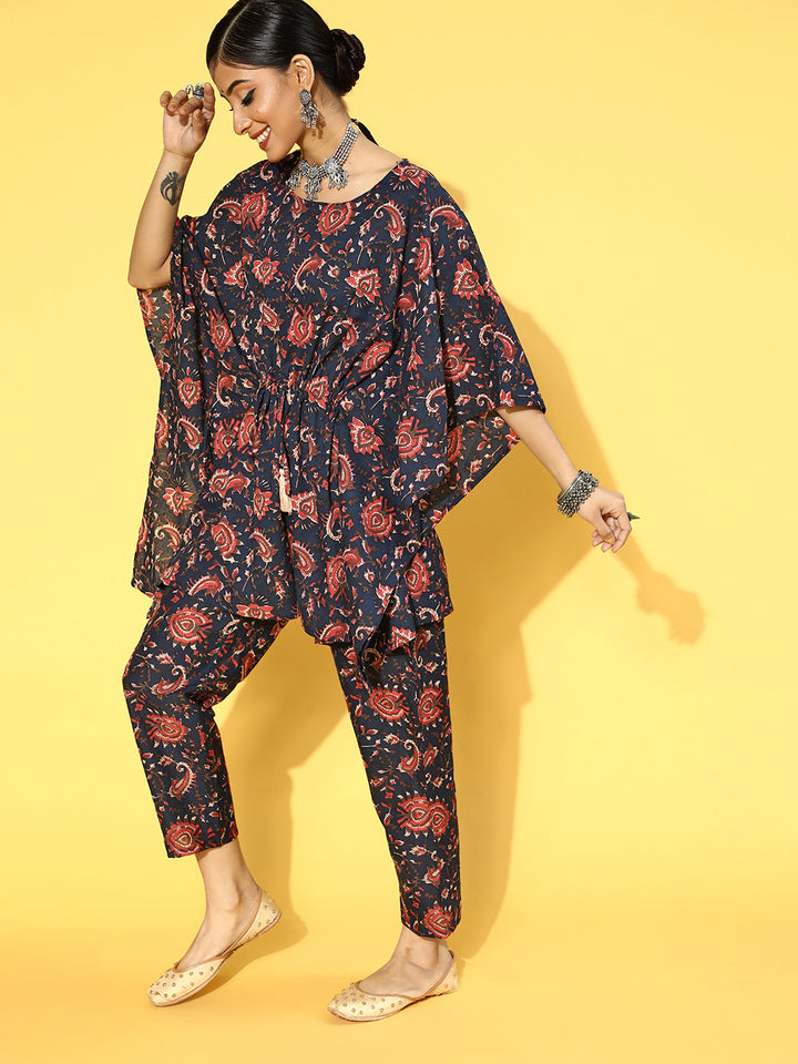 Floral Print Cotton kaftan Kurta Set