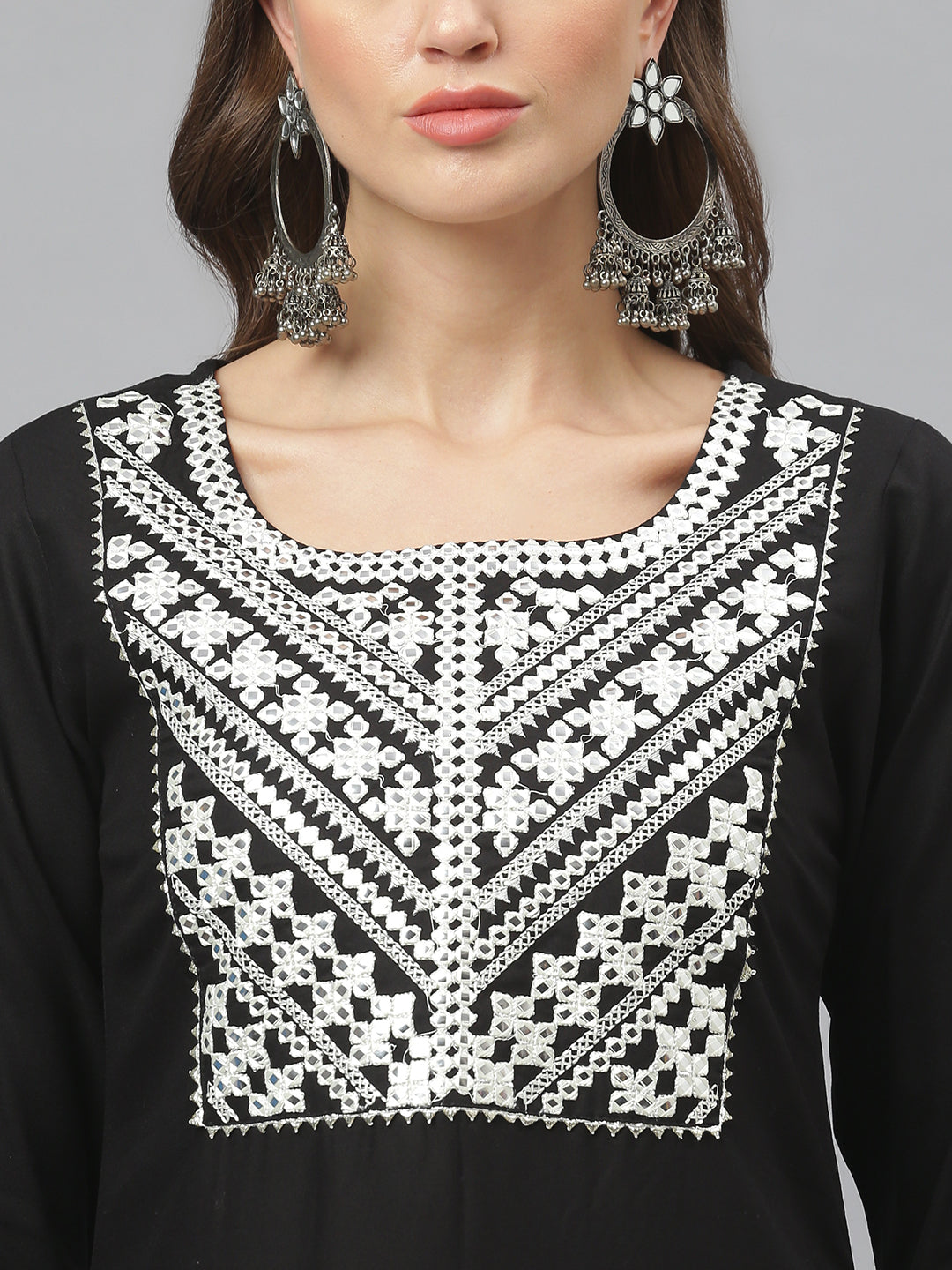 Women's Embroidered Rayon Straight Kurta Pant Dupatta Set