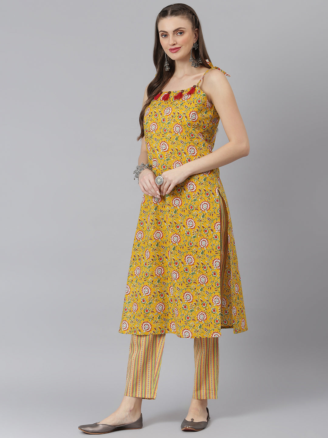 Floral Ptinted Cotton Straight Kurta Pant Set