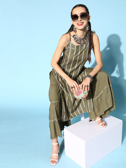 rayon printed kurta sharara set