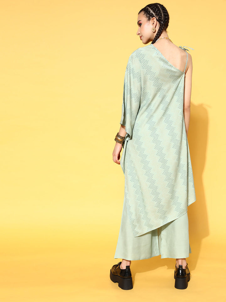 rayon printed Asymmetric kurta palazzo set