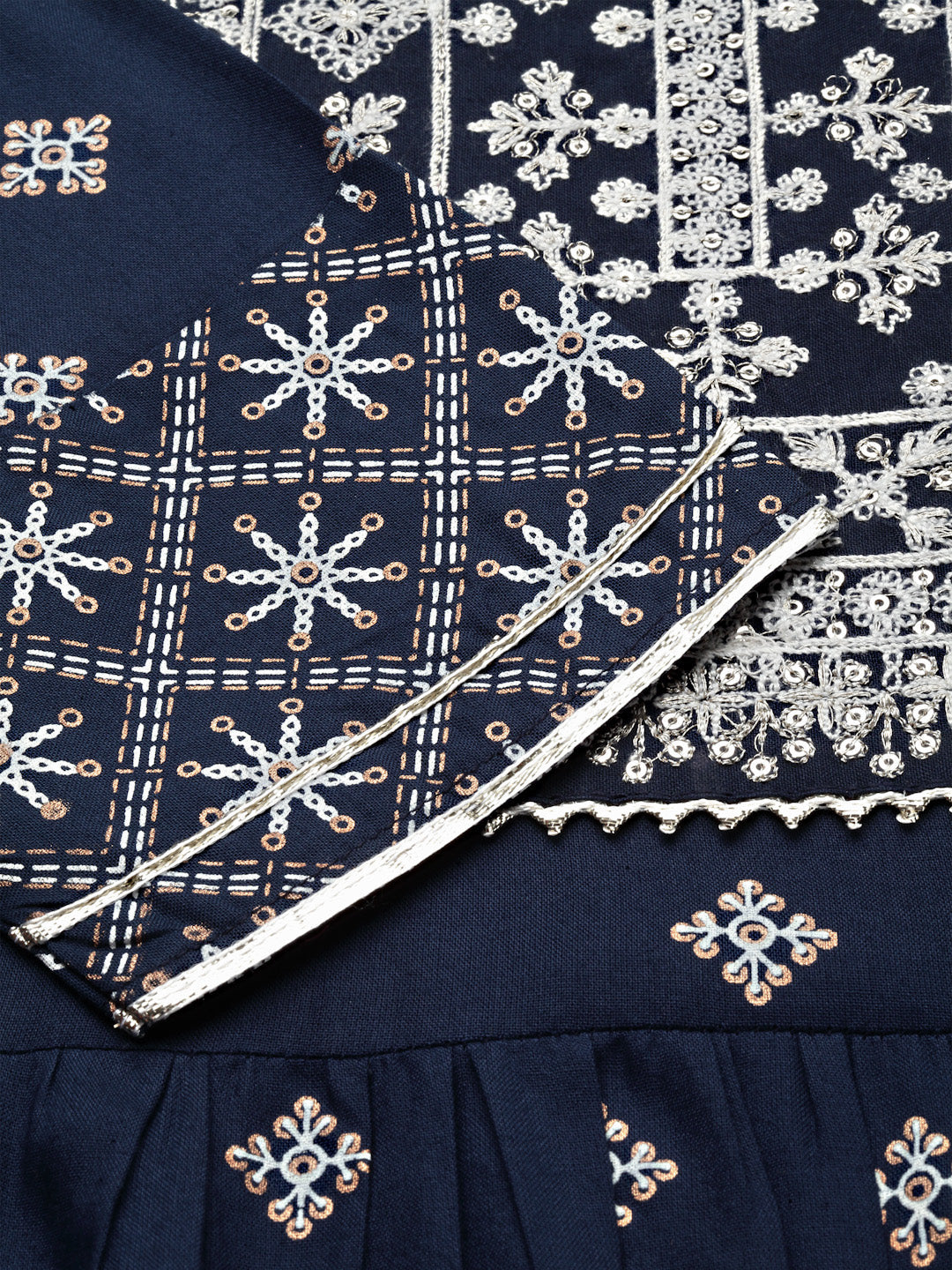 Printed &amp; Embroidered Rayon Straight Kurta Pant Dupatta Set
