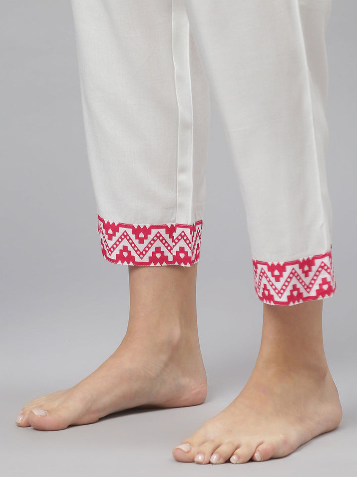 Printed Cotton Flared Kurta Pant Dupatta Set