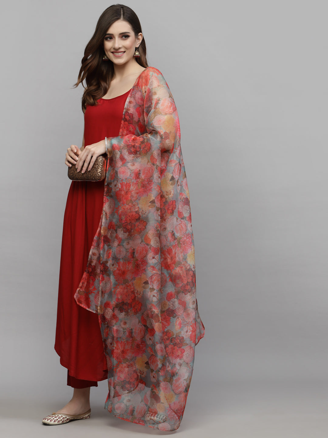 Solid Rayon Kurta Pant with Printed Dupatta