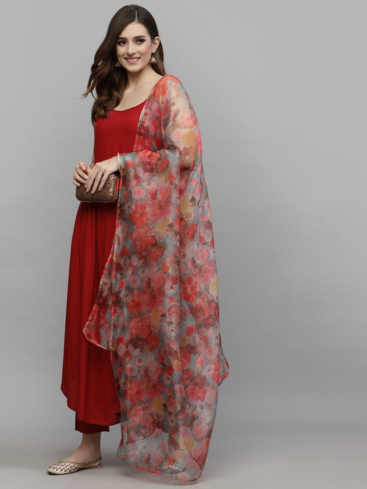 Solid Rayon Kurta Pant with Printed Dupatta